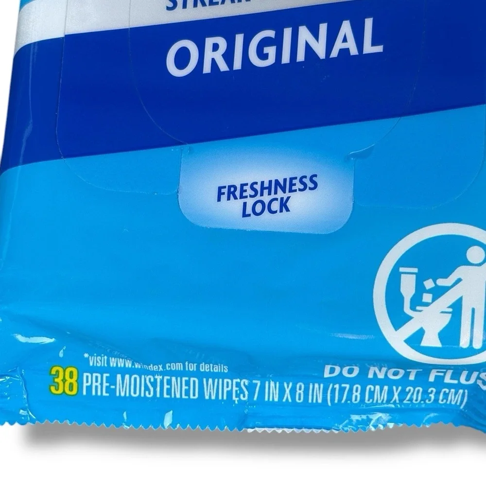 Windex Original Glass Surface Wipes 38 Count Pack of 2 Streak-Free‎ Shine